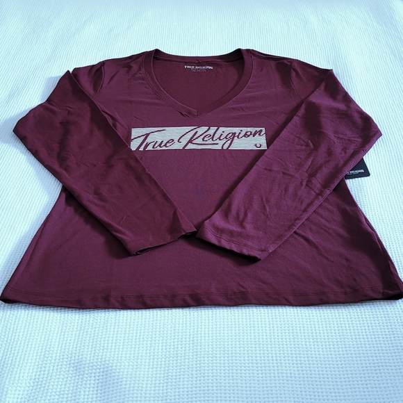 True Religion🙏 Long Sleeve Silver🤍 Foil Graphic Tee - NWT - Picture 10 of 12